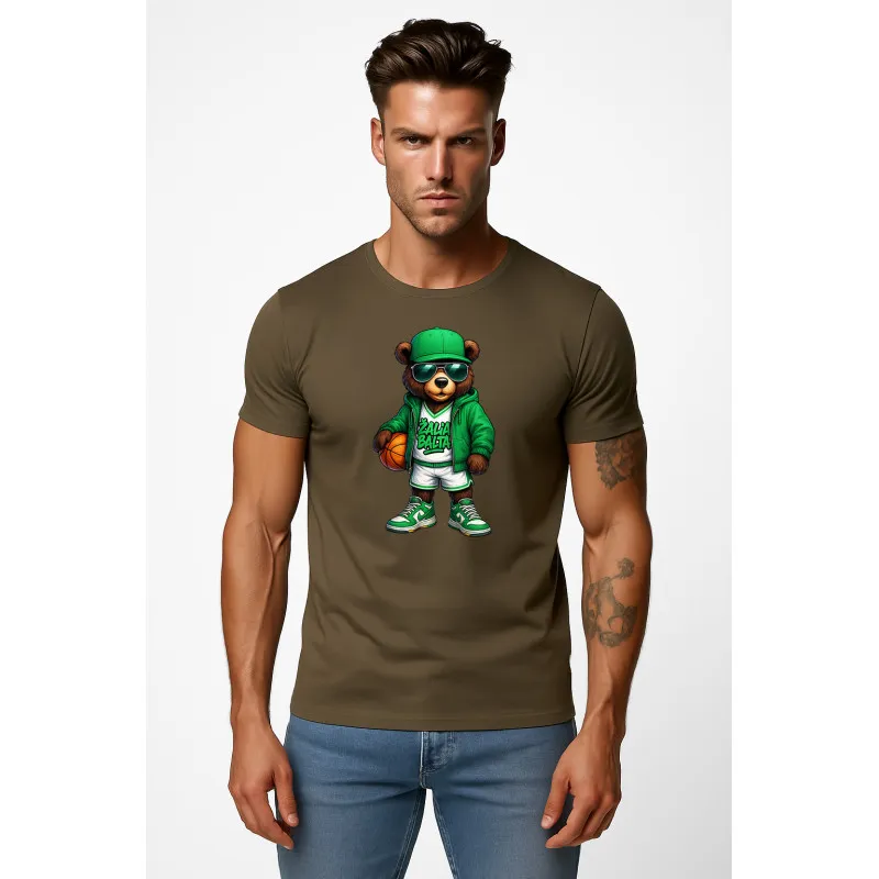 Men's khaki shirt Bear with ball jumper PK4019