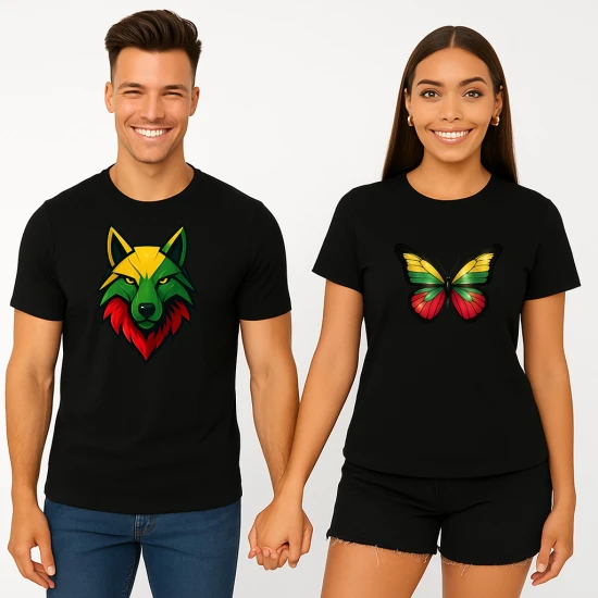 Juodų marškinėlių komplektas Vilkas-drugelis PK4026