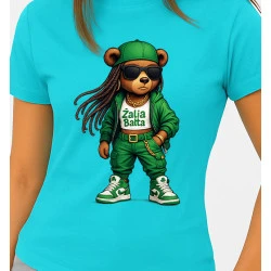 Moteriški šviesiai mėlyna marškinėliai Meškutė