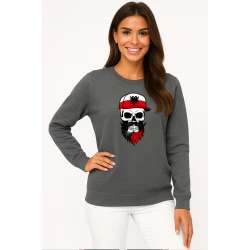 Moteriškas pilkas džemperis Poland skull cap