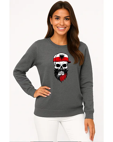Moteriškas pilkas džemperis Poland skull cap