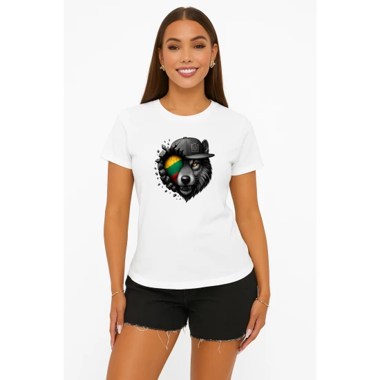 Moteriški balti marškinėliai Vilkas pilkas PK4029