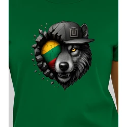 Moteriški žali marškinėliai Vilkas pilkas