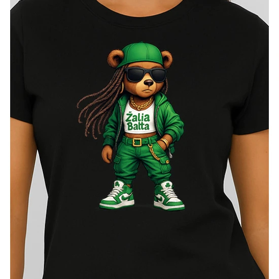 Moteriški juodi marškinėliai Meškutė PK4023