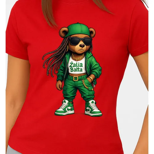 Women's red T-shirt Bear PK4023