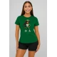 Moteriški tamsiai žali marškinėliai Meškutė PK4023
