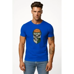 Vyriški mėlyni marškinėliai Kaukolė su kamuoliu