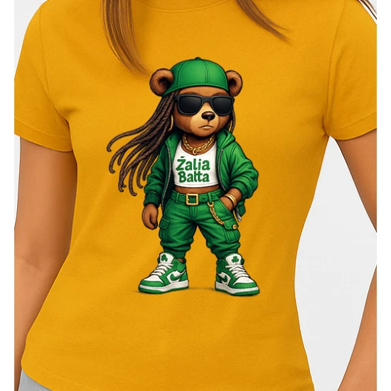 Moteriški ryškiai geltoni marškinėliai Meškutė PK4023