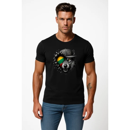 Vyriški juodi marškinėliai Vilkas pilkas PK4031