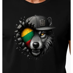 Vyriški juodi marškinėliai Vilkas pilkas