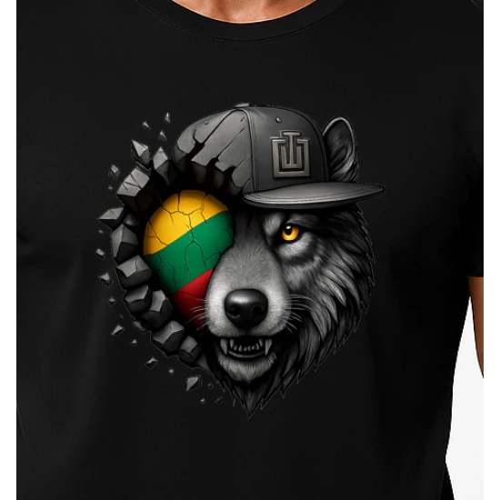 Vyriški juodi marškinėliai Vilkas pilkas PK4031