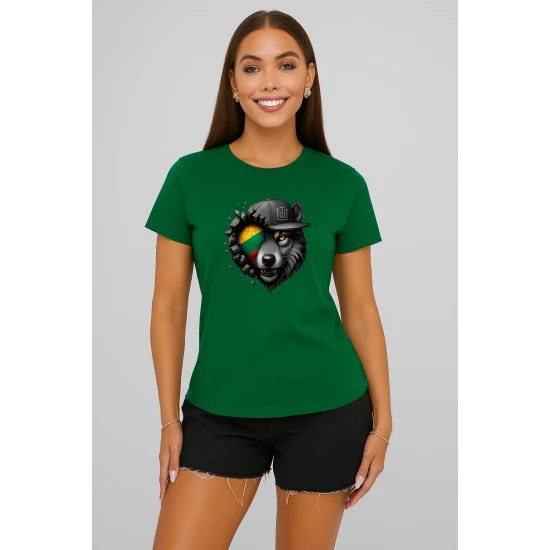 Moteriški žali marškinėliai Vilkas pilkas PK4029