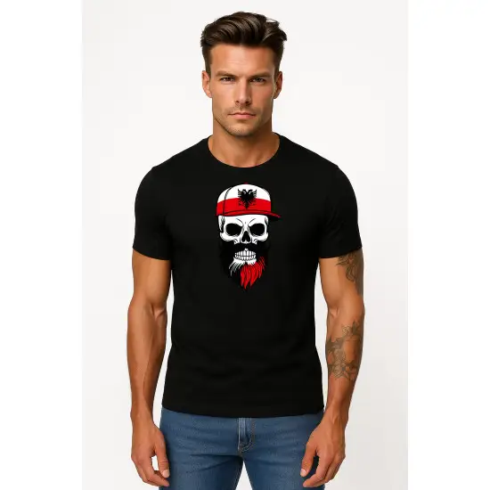 Vyriški juodi marškinėliai Poland skull cap PK4043