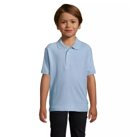 Vaikiški šviesiai mėlynos spalvos polo marškinėliai Enjoy Marškinėliai