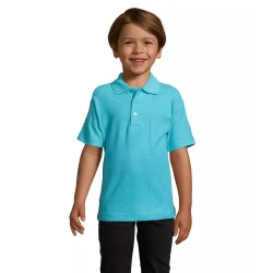 Vaikiški žydros spalvos polo marškinėliai Enjoy