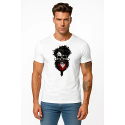 Vīriešu balts T-krekls Polija galvaskauss