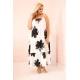 Moteriška balta su juodomis gėlėmis suknelė Honey 33249