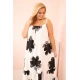 Moteriška balta su juodomis gėlėmis suknelė Honey 33249
