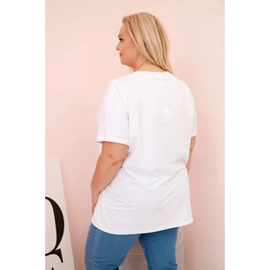 Moteriški balti su tamsiai mėlyna detale marškinėliai Day dream 33321