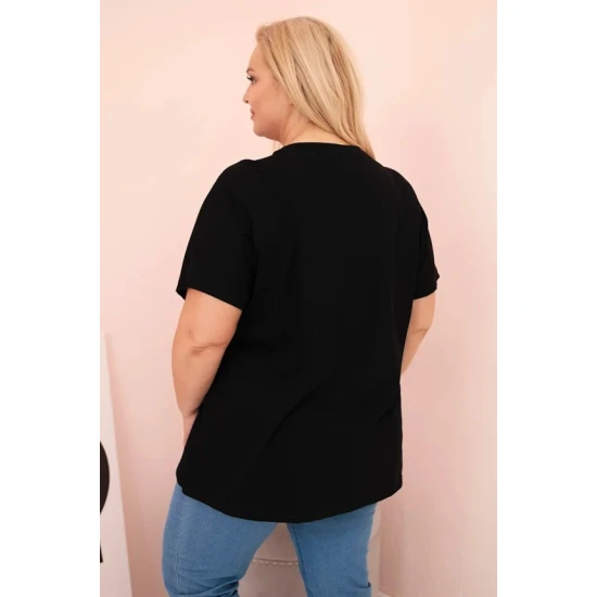 Moteriški juodi su ruda detale marškinėliai Day dream 33317