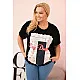 Women's black t-shirt with dark blue detail Day dream 33316