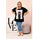 Women's black t-shirt with dark blue detail Day dream 33316