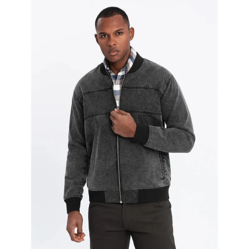 Men's bomber jacket in black Norvi V2 OM-JADJ-0163