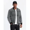 Men's bomber style grey jacket Norvi V1 OM-JADJ-0163