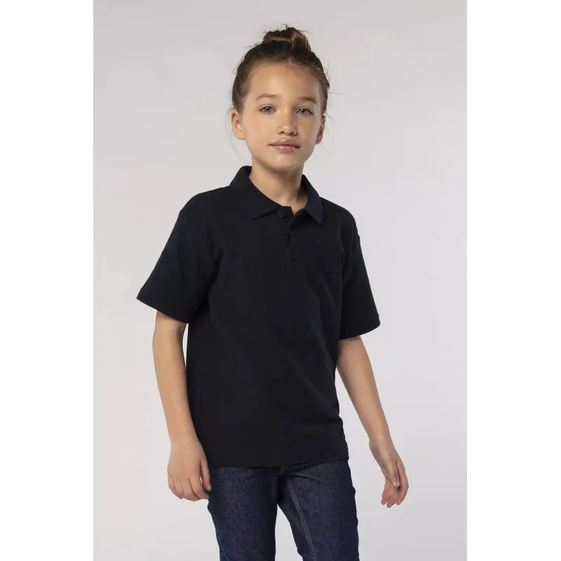 Vaikiški unisex juodos spalvos polo marškinėliai Enjoy Marškinėliai