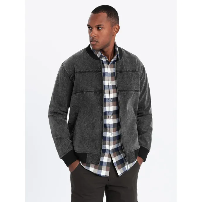 Men's bomber jacket in black Norvi V2 OM-JADJ-0163
