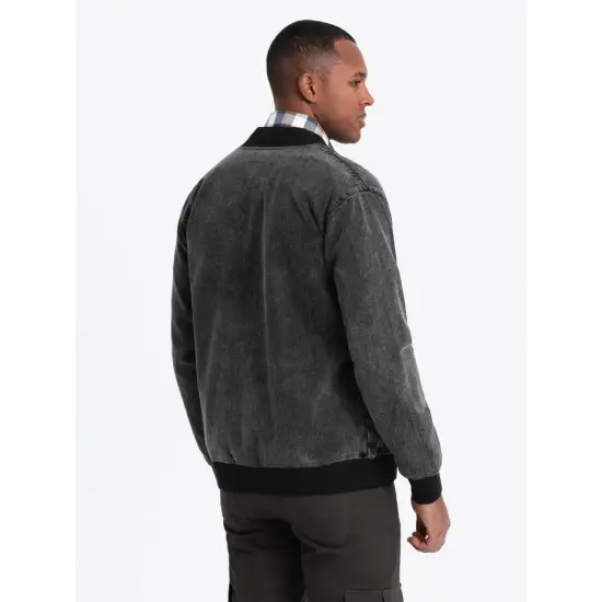 Vyriška bomber stiliaus juoda striukė Norvi V2 OM-JADJ-0163