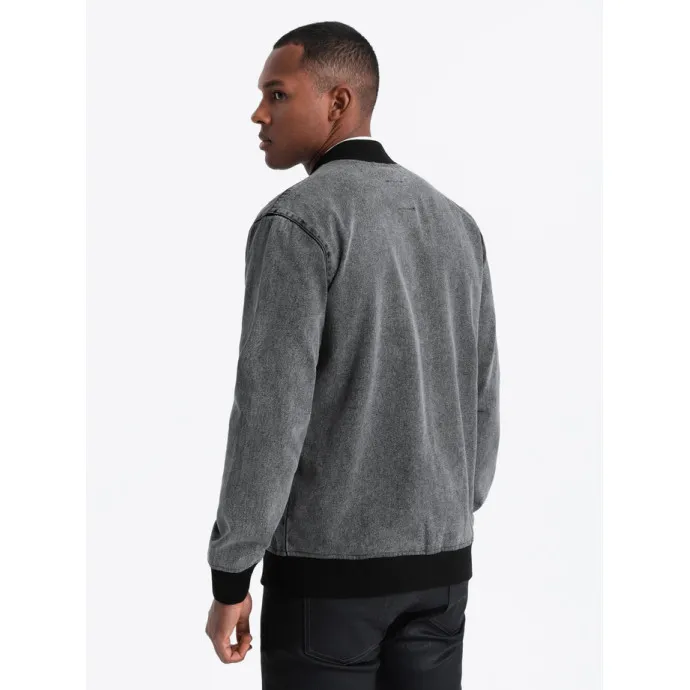 Men's bomber style grey jacket Norvi V1 OM-JADJ-0163