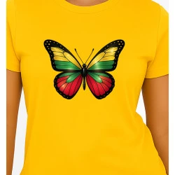 Moteriški geltoni marškinėliai Drugelis