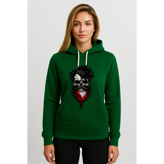 Moteriškas žalias džemperis Lenkija kaukolė PK4033