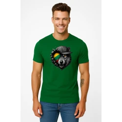 Vyriški tamsiai žali marškinėliai Vilkas pilkas