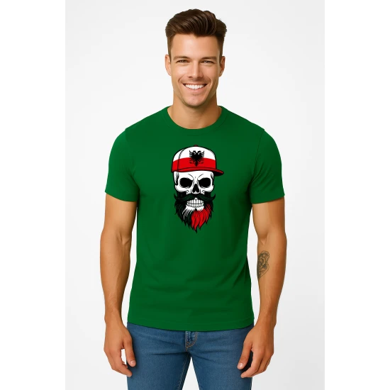 Vyriški žali marškinėliai Poland skull cap PK4043