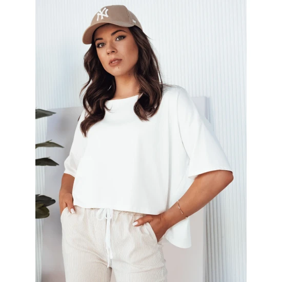 Moteriški oversize tipo balti marškinėliai Eling Marškinėliai