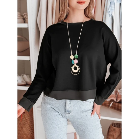 Moteriška juoda palaidinė su pakabuku Nubiss RY2802