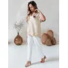 Moteriška oversize tipo rusvi marškinėliai Shine RY2914