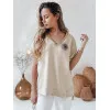 Moteriška oversize tipo rusvi marškinėliai Shine RY2914