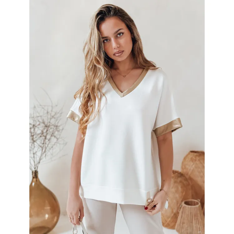 Women's oversized white Shine T-shirt RY2913
