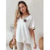 Women's oversized white Shine T-shirt RY2913
