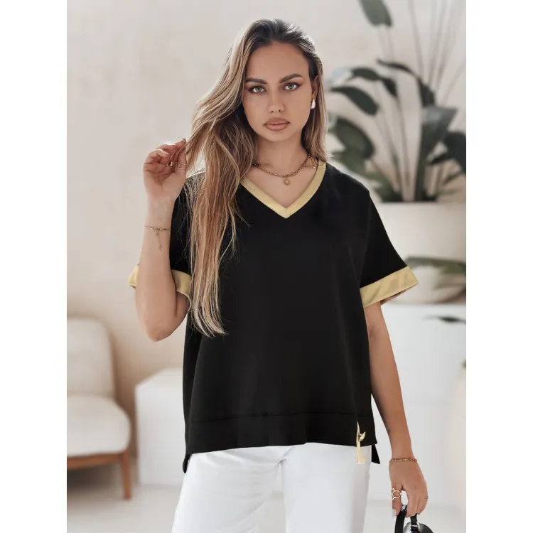 Women's oversized black shirt Shine RY2912