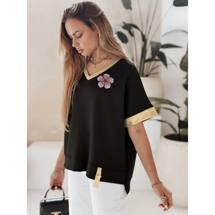 Women's oversized black shirt Shine RY2912