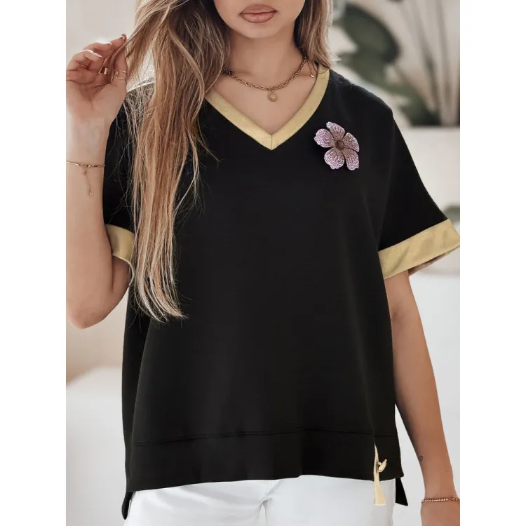 Women's oversized black shirt Shine RY2912