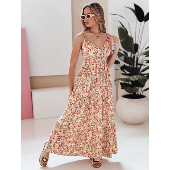 Moteriška ilga su violetinėmis gėlėmis suknelė Flori EY2637