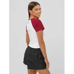 Moteriški balti/raudoni marškinėliai Seattle USA