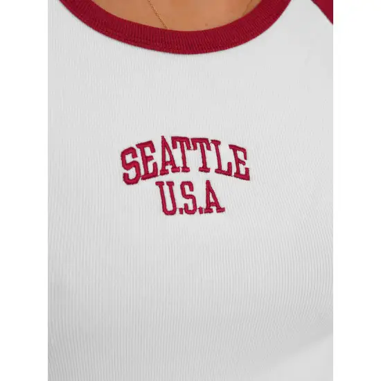 Moteriški balti/raudoni marškinėliai Seattle USA JS/R61627