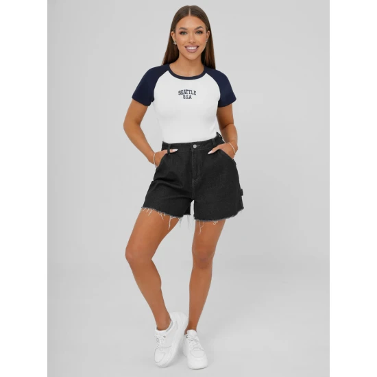 Moteriški balti/tamsiai mėlyni  marškinėliai Seattle USA JS/R61627