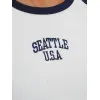 Moteriški balti/tamsiai mėlyni  marškinėliai Seattle USA JS/R61627